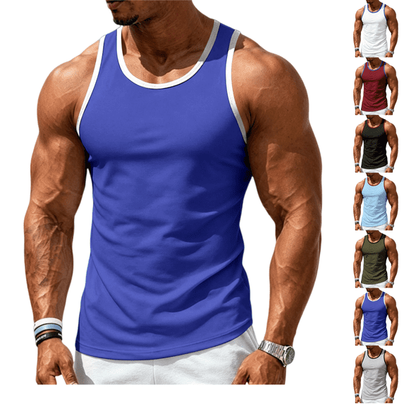 LRGSHF Mens Workout Tank Tops Crew Neck Muscle Sleeveless Athletic Slim Fit Shirt Sports Summer Breathable Tank Top
