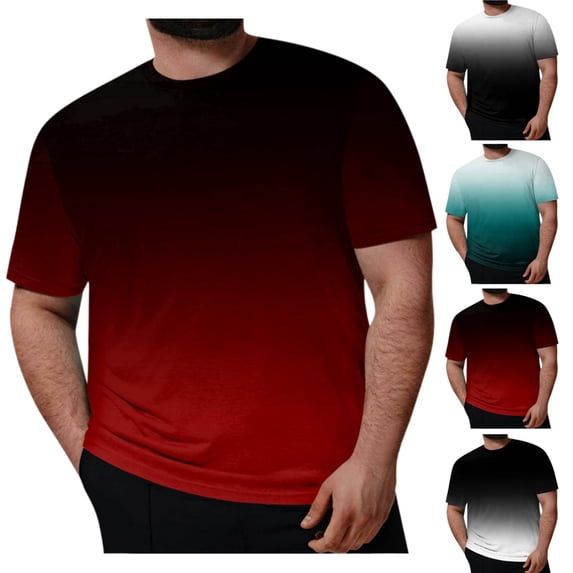 LRGSHF Oversized Tshirts for Men Gradient Color Crew Neck Summer Big and Tall Shirts Lightweight Breathable Casual Basic Pullover Soft Fashion Tees