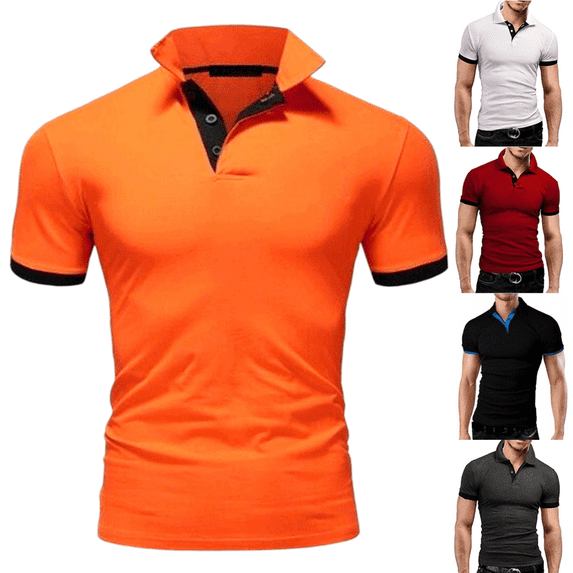 LRGSHF Polo Shirts for Men Casual Basic Summer Slim Fit Pullover Lightweight Breathable Solid Color 3-Button Short Sleeve Golf Shirt