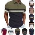 thumbnail image 1 of LRGSHF Polo Shirts for Men Colorful Stripes Short Sleeve Tops Summer Soft Slim Fit Pullover Vintage Lightweight Breathable Golf T-Shirt, 1 of 4
