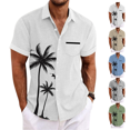 thumbnail image 1 of LRGSHF Short Sleeve&nbsp;Button Down Shirts for&nbsp;Men Palm Tree Tops Summer Basic Comfortable Tropical Beach Blouse with Chest Pocket Lightweight Breathable Vacation Shirt, 1 of 5