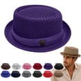 thumbnail image 1 of LRGSHF Summer Breathable Mesh Pork Pie Hat,Retro Straw Breathable Sun Protection Cap,Lightweight Fedora Bowler Hat, 1 of 6