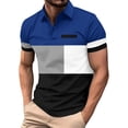 thumbnail image 1 of LRGSHF Summer Polo Shirts for Men Trendy Short Sleeve Stand Collar T-Shirts Classic Fit Color Block Blouses Work Office Sportswear Blue XL, 1 of 4