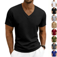 thumbnail image 1 of LRGSHF V Neck T-Shirts for Men Short Sleeve Casual Basic Tees Summer Solid Color Pullover Tops Breathable Lightweight Athletic Gym Regular Fit Wears, 1 of 6
