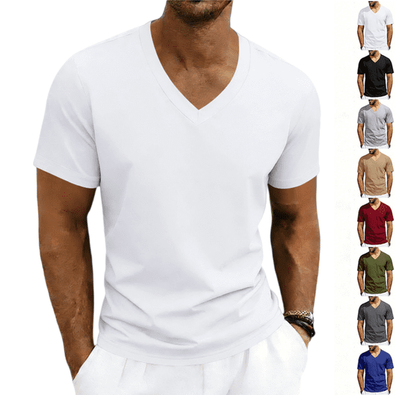 LRGSHF V Neck T-Shirts for Men Short Sleeve Casual Basic Tops Summer Soft Pullover Tops Lightweight Breathable Athletic Gym Regular Fit Wears
