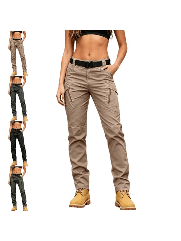 Women's Flex Stretch Cargo Work Pants Straight Leg Quick Dry Tactical Pants with Pockets Outdoor Casual Utility Trousers