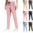 thumbnail image 1 of LRGSHF Women's Quick Dry Hiking Pants, Elastic Drawstring Waist Lightweight Travel Trousers, Zipper Pockets Water‑Resistant Outdoor Jogger Pants, 1 of 5