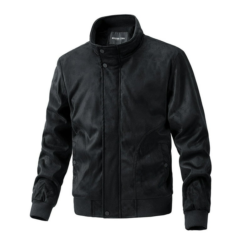 LRJTENG Men s Casual Jackets Men s Winter Plush Lapel Brushed Jacket Solid Color Loose Casual Thicken Plus Cotton Office Overcoat with Pockets Black Size L 3XL Walmart
