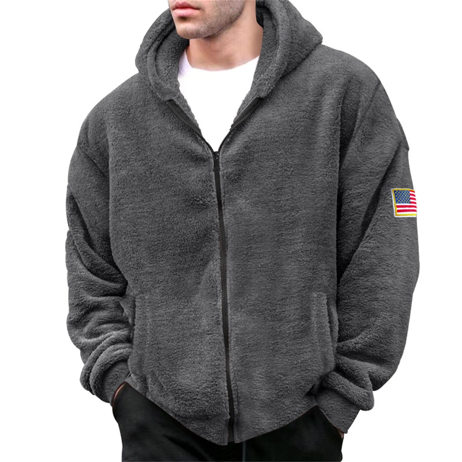 LRJTENG Men's Hoodies & Sweatshirts Men Hoodie Zipper Fleece Sweatshirt