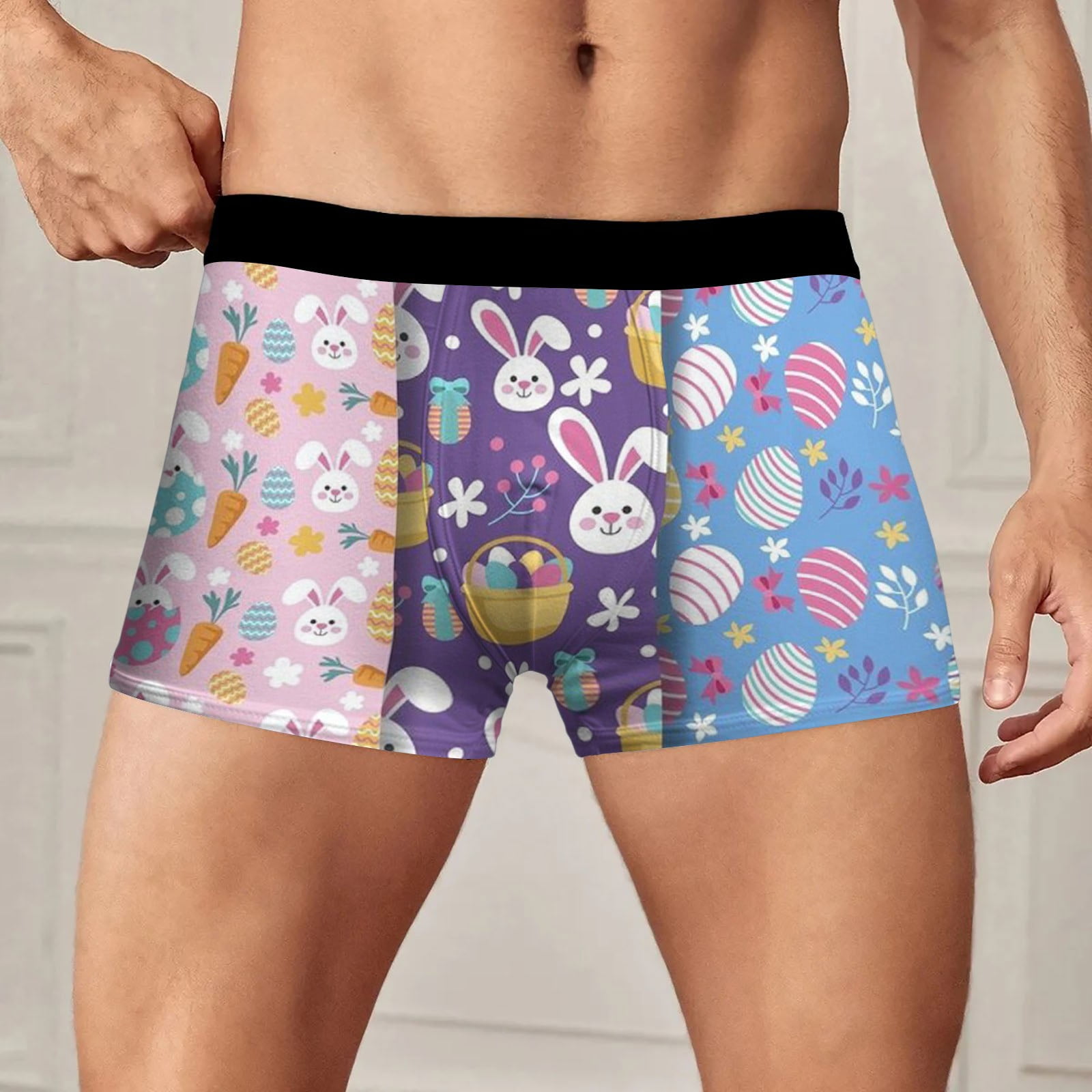 LRJTENG Mens Easter Underwear Breathable Trend Novel Digital 3D Printed