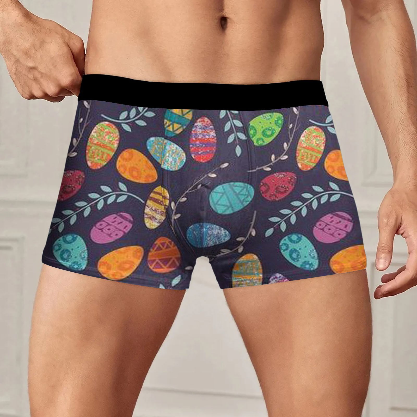 LRJTENG Mens Easter Underwear Breathable Trend Novel Digital 3D Printed