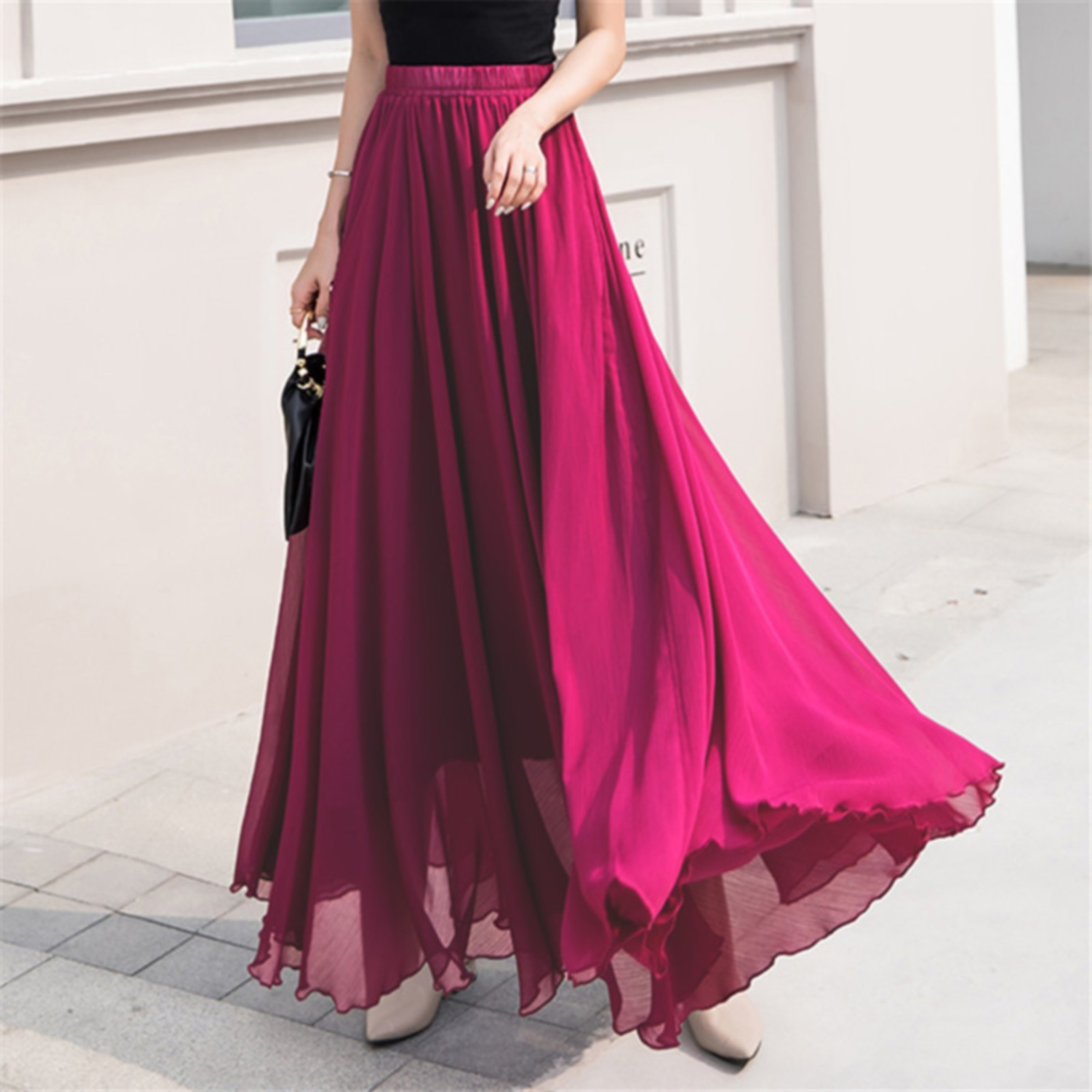 Red chiffon skirt plus size store