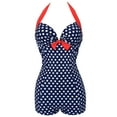 LRJTENG Women'S 1 Piece Wave Dot Suit Conservative Women'S Beach Plus