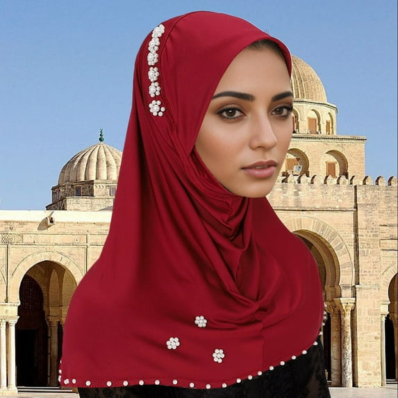 LRJTENG Women's Solid Color Hijab Fashionable Elastic Hijab
