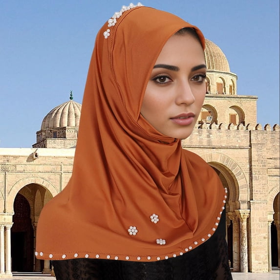 LRJTENG Women's Solid Color Hijab Fashionable Elastic Hijab