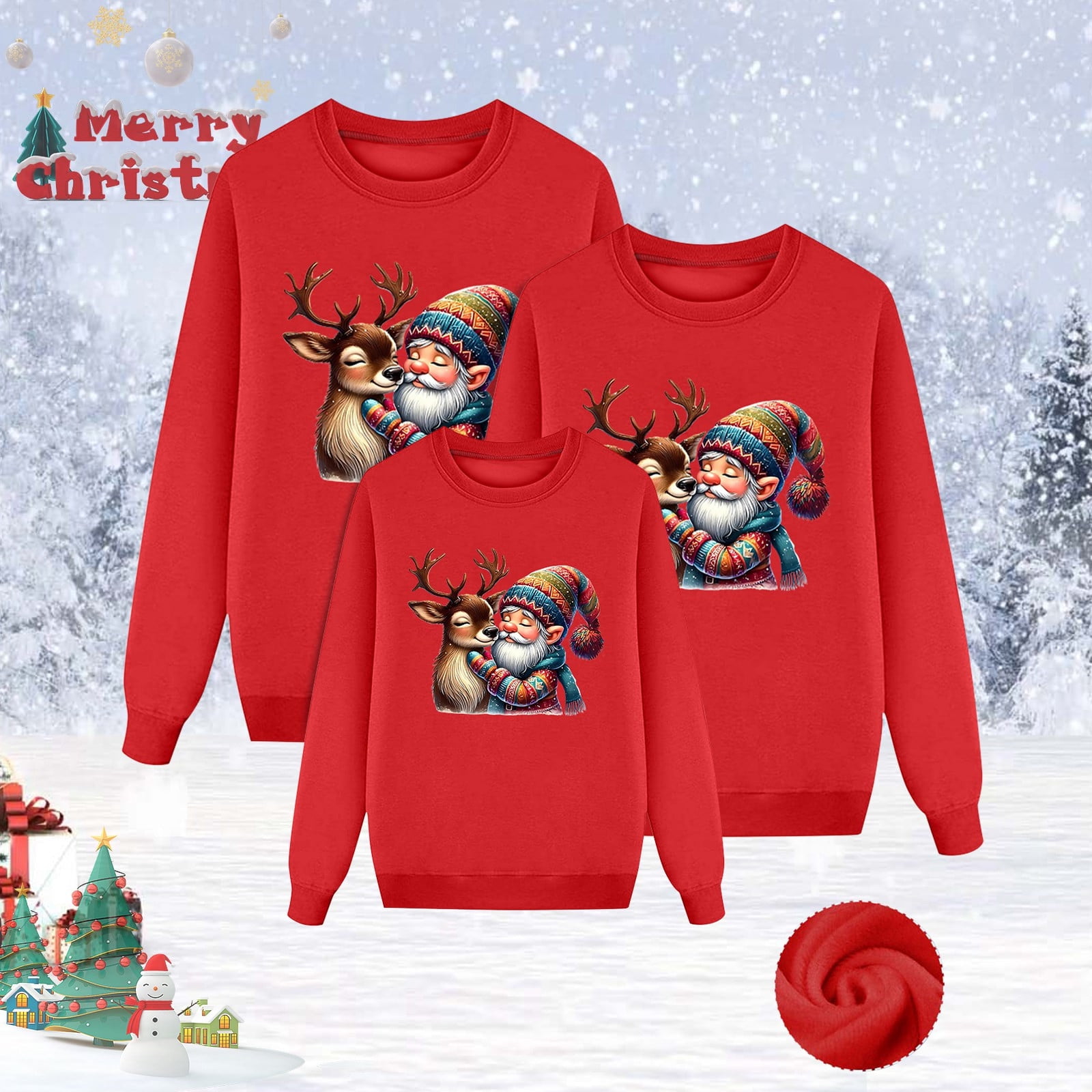 LRJTENG with Children Christmas Long Sleeve Casual Comfortable Parent