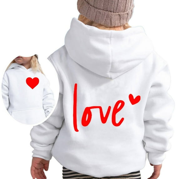 LRKMVD Valentine Day Kids Boys Girls Long Sleeve Hoodie Sweatshirts Letter Printed Lightweight Sweatshirt Pullover Blouse Top, Size 4-5 Years