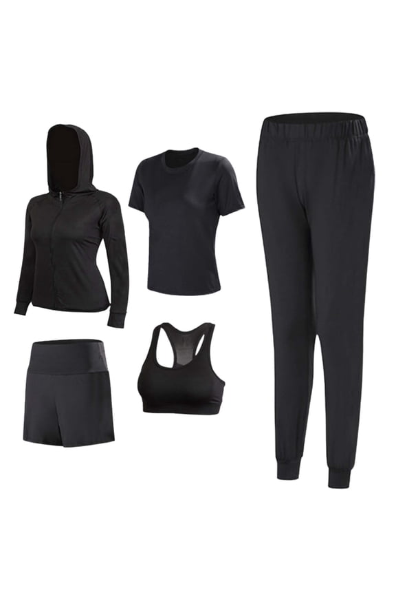 Workout Sets for Women 5 Piece Yoga Exercise Gym Outfits Sport Running Athletic Clothing Set Tracksuits Activewear