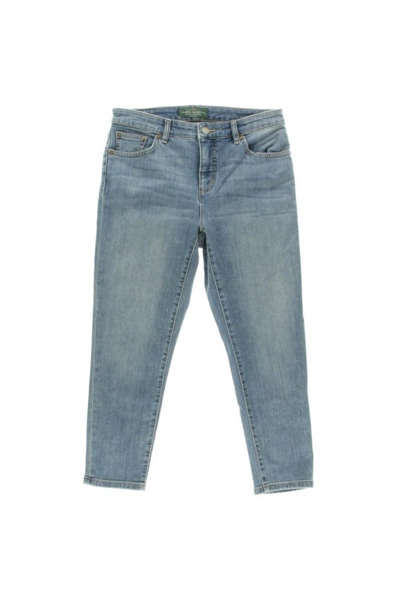 LRL Lauren Jeans Co. Womens Petites Mid-Rise Medium Wash Cropped Jeans