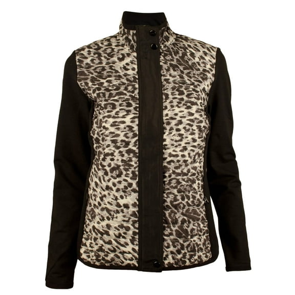 LRL Women's Quilted-Front Animal-Print Jacket Top-BM-XS