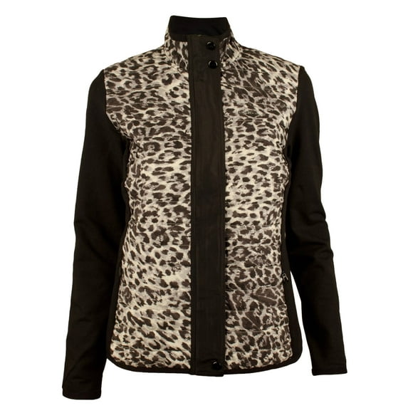 LRL Women's Quilted-Front Animal-Print Jacket Top-BM-XS