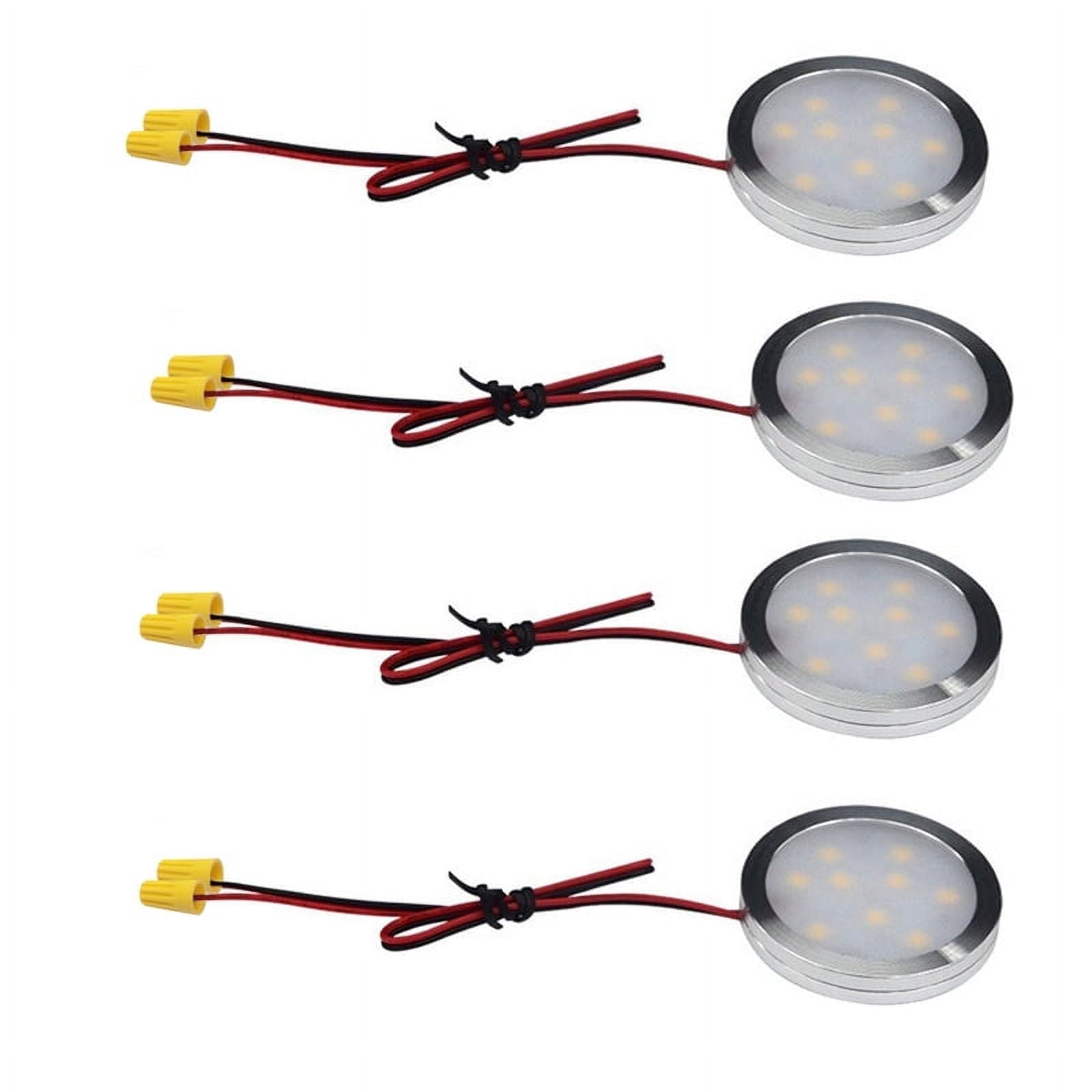 Under Cabinet LED Puck Lights - Slim Aluminum, 2W Hardwired, Round Shape, 30cm for Kitchen Counter Lighting(4 Pack)
