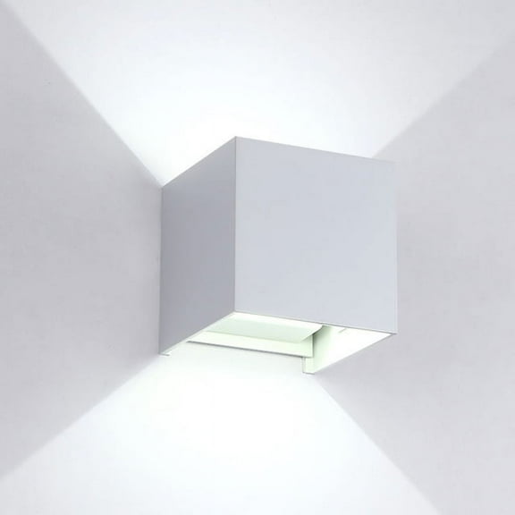 Adjustable LED Wall Light - 12W IP65 Waterproof Square Surface-Mounted Porch Light (White) for Indoor and Outdoor Use