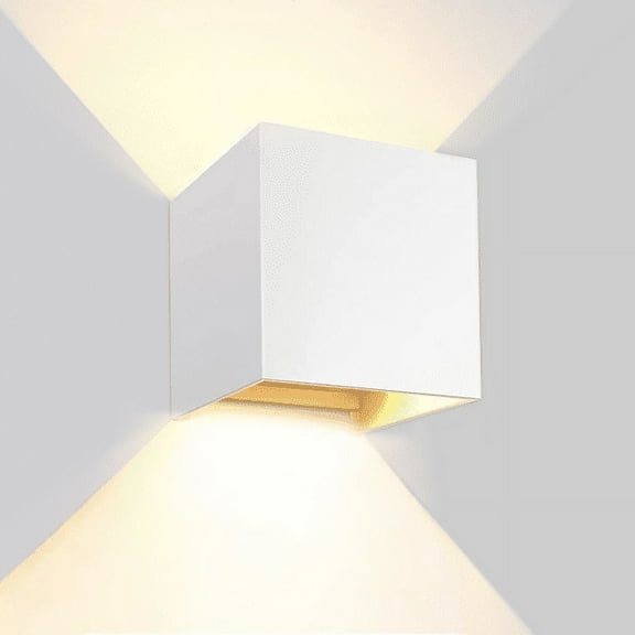 LED Wall Light Adjustable 12W IP65 Square Waterproof Indoo Surface Mounted Porch Light(Warm White)