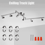 LRLITE Track Lighting Kit, Foldable Swinging Arm Rotatable 6 Heads with Protective Lamp Trim, Spot Lighting,Close to Ceiling Lights, GU10 Bulbs not Included (Matte Nickel)