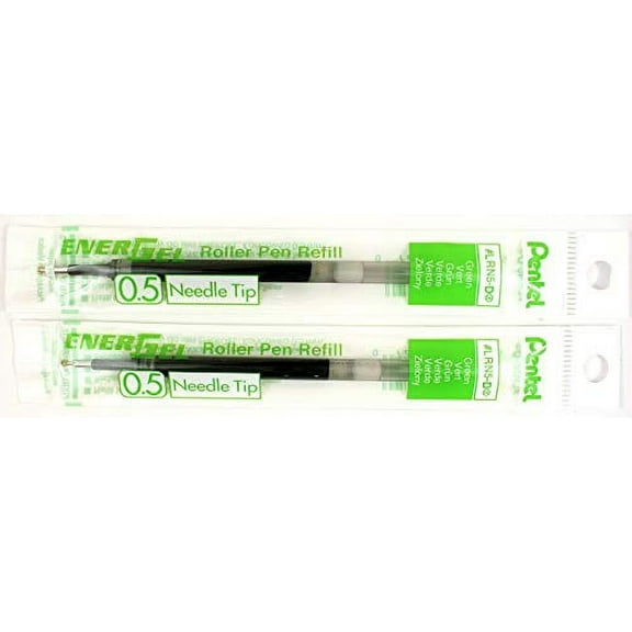 LRN Pentel EnerGel Pen Ink Refill, 0.3mm/0.5mm/0.7mm, Needle Tip, Choose Color[2 Pack,Green,0.5mm]