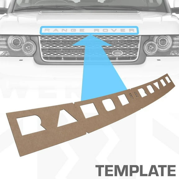 LRNJ MOTORWORKS FRONT LETTERING TEMPLATE COMPATIBLE WITH LAND ROVER RANGE ROVER L322 2002-2012 FULL SIZE BODY, PART # TMP322-FRONT