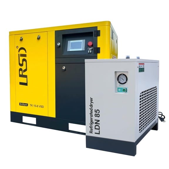 LRSD 20HP 460V VSD Rotary Screw Air Compressor with Refrigerated Air Dryer, 80.16CFM 125PSI 3PH Industrial Compressed Air System