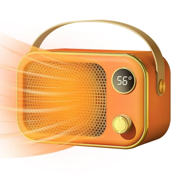 LRSE Indoor Space Heater, 1200W Portable Electric Heater with Thermostat, Ceramic Fast Heating Desktop Heater, for Office & Bedroom, Energy Saving & Safe,Orange