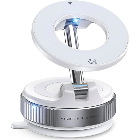 LRSE Magnetic Car Phone Holder, Vacuum Adsorption Car Mount, 360° Rotatable and Foldable, for Car Window, Car Screen and Mirror,for All Cell Phones and Car Models,White