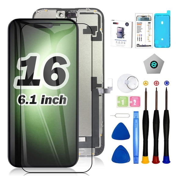 LRSE For iPhone 16 Screen Replacement 6.1 inch, LCD Display 3D Touch Screen Digitizer with Repair Tools+Waterproof Seal+Screen Protector for A3288, A3287, A3081, A3286