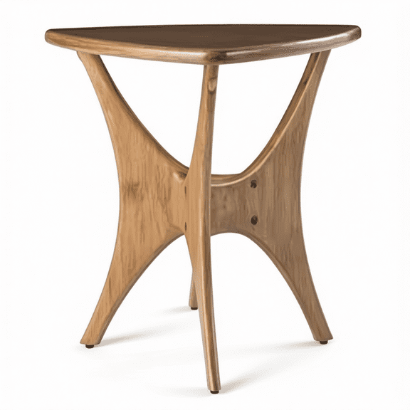 LRUNE Modern Triangle Wood End Table with Cross-Leg Rubberwood Base, Mid-Century Small Accent Side Table for Living Room, Easy Assembly, Natural Brown