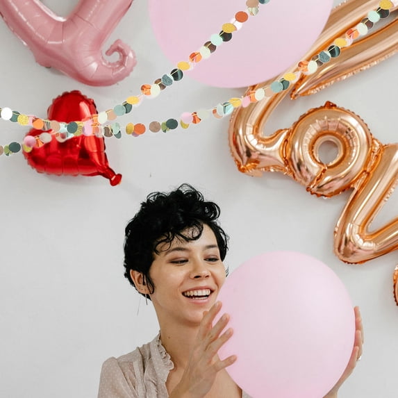 LRXIYODE 1Pcs 2m Round Garland Banner Multi Colored Plastic For Christmas Birthday