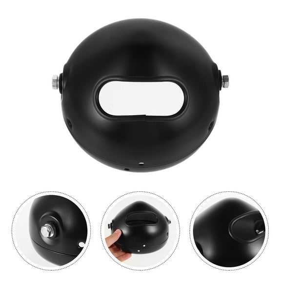 LRXIYODE 1Set Black Metal Headlight Bucket for Motorcycle Lighting Accessories Waterproof Sleek Design 17.0X16.0X11.5in