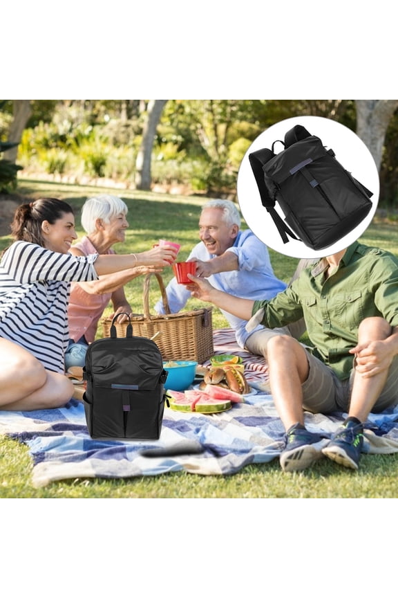 1Set Black Square Pu Polyester Backpack for Men with Waterproof and Large Capacity Ideal for Motorcycle Trip