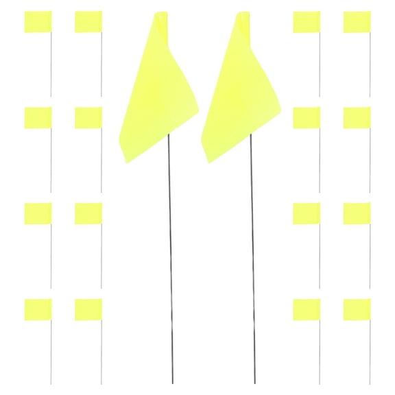 LRXIYODE 50PCS Small Garden Flags Yellow Steel Irrigation Marking for Lawn Landscaping