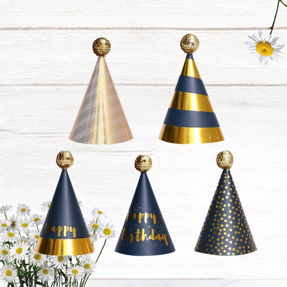 LRXIYODE 5Pcs Assorted Color Fashion Party Hats Paper Cone Style Birthday Decoration Creative Novelty Caps