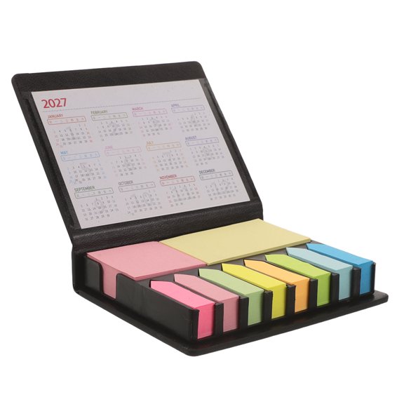 LRXIYODE Portable Desk Organizer Box with Multi Colored Sticky Tabs for Efficient Note Taking