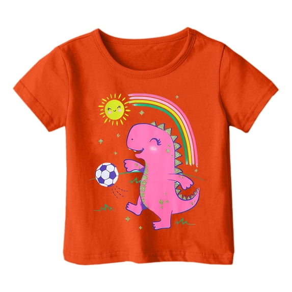 LRen 4t Shirts Girls Girls Floral Printed Crewneck Short Sleeve Pullover Shirt Sweatshirt Toddler Girl Fashion Casual Pullover Clothes Summer Tops