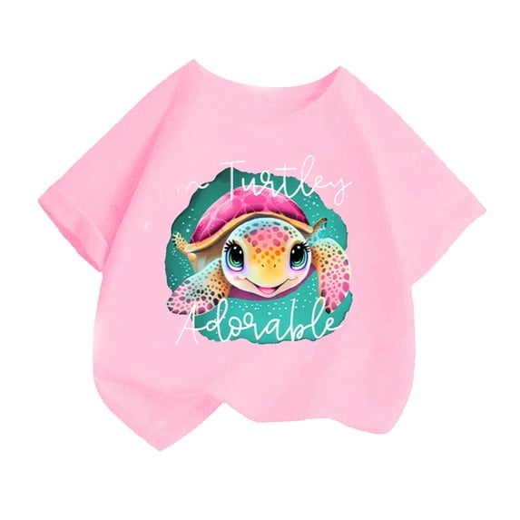 LRen 4t Shirts Girls Girls Graphic Print Crewneck Short Sleeve T-Shirts Toddler Girl Lightweight Holidays Clothes Birthday Gifts Party Top