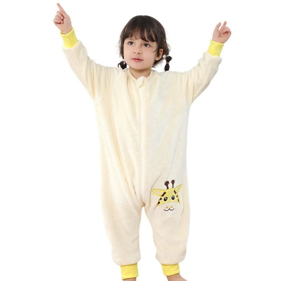 LRen Autumn And Winter Flannel Sleeping Bag Medium Children's Pajamas Children's Sleeping Bag (1Y 6Y),80