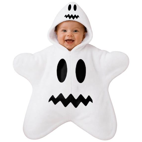 LRen Baby Fleece Zip Up Hooded Romper Jumpsuit Toddler Cute One‑Piece Playwear Fall Winter Outfit Halloween Gifts for Festival Party & Photoshoot,(0-3 Months)