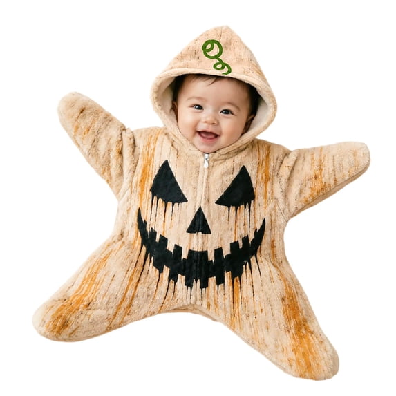 LRen Baby Halloween Hooded Zip‑Up Playwear Newborn Jumpsuit Infant Footie Romper Fall Winter Warm Outfit Halloween Gifts,(0-3 Months)
