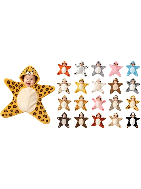 Baby Halloween Zipper Hooded Star Suit Newborn Romper Jumpsuit One‑Piece Playwear Cute Soft Fall Winter Outfit Halloween Gifts,Yellow(0-3 Months)