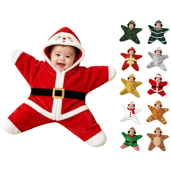 LRen Baby Zipper Hooded Crawling Suit Christmas Romper Jumpsuit Winter Warm Playwear Christmas Gifts,ï¼0-3 Monthsï¼
