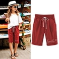 thumbnail image 1 of LRen Bermuda Shorts for Girls Girl Uniform Shorts Knee Length Wide Leg Elastic Waist Drawstring Shorts Letter Print Summer Running Shorts with Pockets, 1 of 4